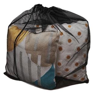 加大超结实玩具收纳袋黑色尼龙镂空网袋抽绳网纱袋透明整理袋网兜