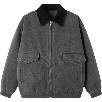 LEZORA复古帆布羊羔毛石磨A2夹克