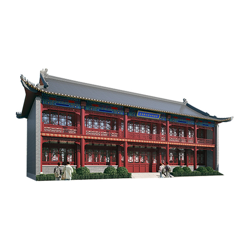 古建室内祠堂寺庙3D彩绘效果图
