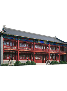 古建室内祠堂寺庙3D彩绘效果图