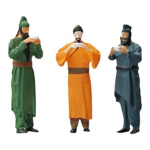 1:64刘关张三结义微缩人偶树脂模型拍摄道具沙盘摆件小比例场景