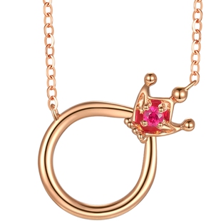 金至尊红宝石项链玫瑰金项链女18k彩金锁骨链送女友送礼生日礼物