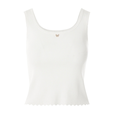 朗姿集团LIME莱茵针织吊带白色25夏新款减龄波浪下摆内搭轻便柔软