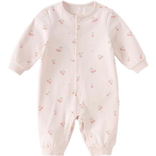 戴维贝拉女宝宝连体衣2025新款秋装新生婴儿衣服男宝外出爬服套装