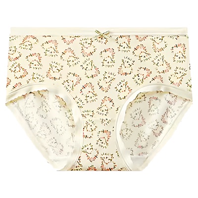 秘语内裤女2025新款中低腰无痕抗菌蕾丝边少女可爱小熊碎花平角裤