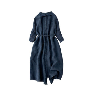 夏季新款高品质汉麻宽松休闲连衣裙文艺范高端麻料女士中长款裙子