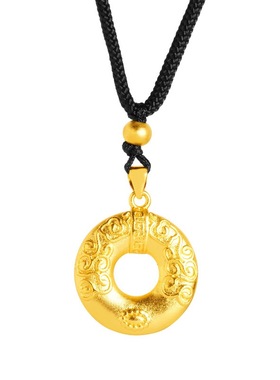 足金品质沙金如意环吊坠不掉色