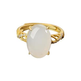 和田玉戒指亲宝水晶羊脂白玉戒指女款玉石指环送女友礼物