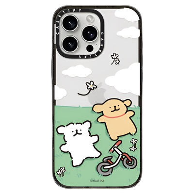 CASETiFY Maltese线条小狗 春日美好系列 放空一下 适用于iPhone16ProMax/16Pro/15ProMax/14ProMax手机壳
