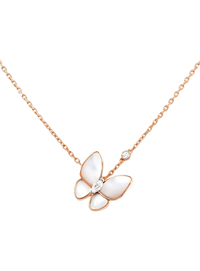 韩秀娜轻奢蝴蝶项链女士镀18k金白贝母锁骨链高级感精致百搭颈链