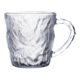 冰川纹杯带把手ins风高级感玻璃喝水杯子女高颜值家用果汁咖啡杯