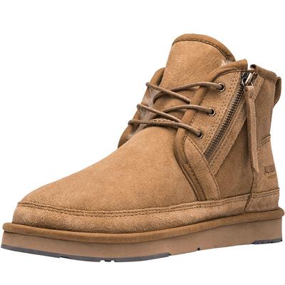 男士雪地靴AU&MU平底保暖