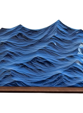 现代立体海浪摆件大海桌面装饰