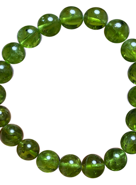 天然翠绿色橄榄石三圈手串饰品女