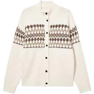 MLMR男装冬季新款简约风半高领宽松含羊毛开衫外套针织衫毛衣男女