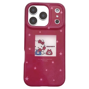 SHERRY*ins风玫粉小方框电话kt猫适用于苹果17ProMax手机壳iPhone16Pro小众少女心15简约14小清新卡通可爱萌