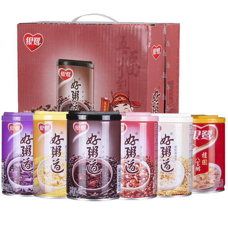 银鹭八宝粥好粥道黑米紫薯红豆燕麦玉米粥280g*12罐五谷粮速食粥