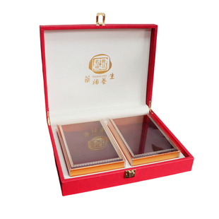 长城双拼包装盒高档红空皮盒参茸石斛鲍鱼灵芝羊肚海味通用礼品盒