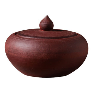 家用炭钵潮州手拉复古炭盅红泥炭炉脚垫茶道配件橄榄核桃炭装炭盆