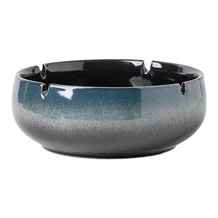 晨翔陶瓷窑变烟灰缸带盖复古中式创意高档办公室防飞灰会客厅家用