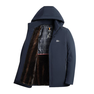 罗蒙加绒加厚男士棉服冬季商务休闲可脱卸帽蓄热保暖冬装棉衣男款