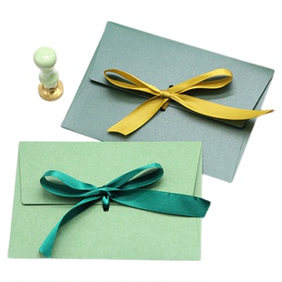 新款原创欧式丝带彩色纯色信封3号高档珠光纸请柬丝巾面膜包装袋