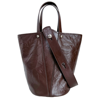 jpj水桶包头层牛皮复古风腋下包