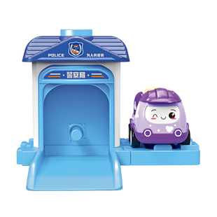 创意仿真模拟城市充电站弹射警察救护工程运输回力卡通小车儿童玩