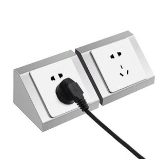 三角形斜面岛台式插座底盒实验室桌面接线底盒金属不锈钢86明装盒