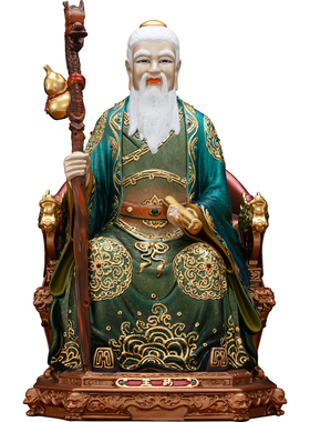 纯铜彩绘药王孙思邈神像家用摆件