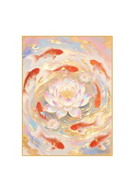 高级感荷花锦鲤手工diy钻石贴画
