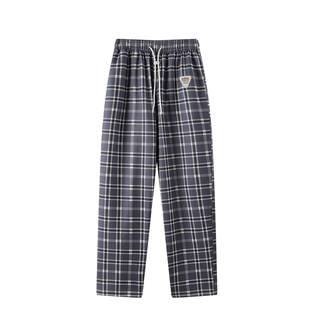 andtime格子裤黑白户外直筒宽松痞帅百搭运动休闲长裤阔腿裤秋冬