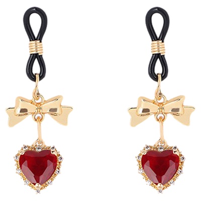 爱心吊坠宫铃铃铛弹力夹橡圈可调节松紧易佩戴金色蝴蝶结