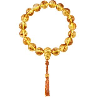 明牌珠宝硬金黄塔晶水晶手串 黄金转运珠钱潮跃金足金手链AFK0454