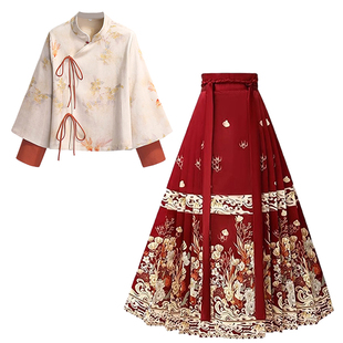 2025秋冬新中式国风宋制汉服唐装外套上衣马面裙小个子国风套装女