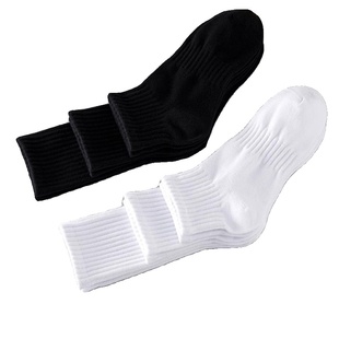 纯色短袜男女学生运动中筒袜学院风耐磨长袜子长筒防臭吸汗高筒