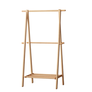 落地实木衣帽架榉木家用置物架挂衣服架子折叠杆式卧室挂衣架收纳