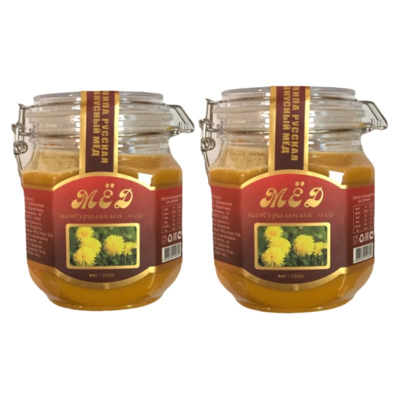 俄罗斯原装进口蒲公英蜜纯正品俄蜜熊天然蜂蜜野生花结晶蜜礼盒