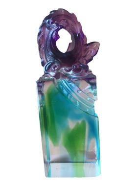 六合春古法琉璃可刻字印章摆件