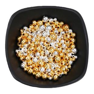 金银珠子3mm-8mm散珠手工diy编织手链项链电镀圆珠饰品装饰光面