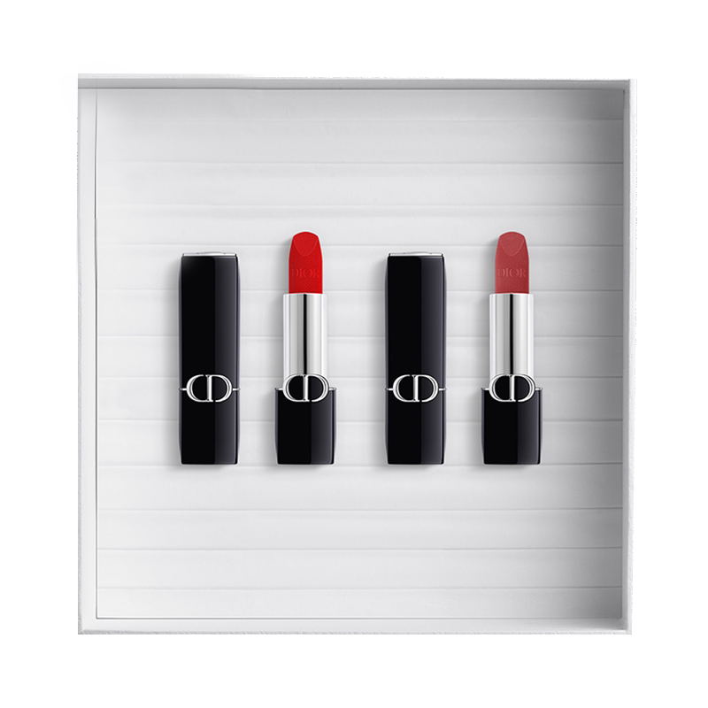 【顺丰速达】Dior迪奥烈艳蓝金高定双支礼盒口红 丝绒缎光绒雾