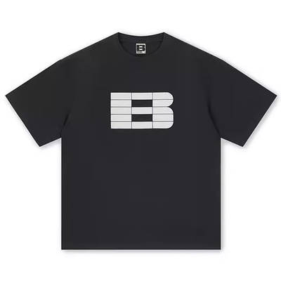 BONELESS发泡擦绒基础logo印花短袖T恤美式高街纯棉夏季tee半袖