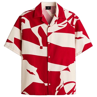 HM男装衬衫2026春季新款度假风宽松户外出游古巴领衬衣1307993