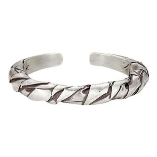 原创设计【峥嵘】泰国手工编织纯银手镯男士霸气手环小众设计镯子