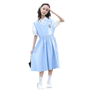 女童夏季连衣裙2026新款大童学院风公主子网红初中生女孩夏装裙子