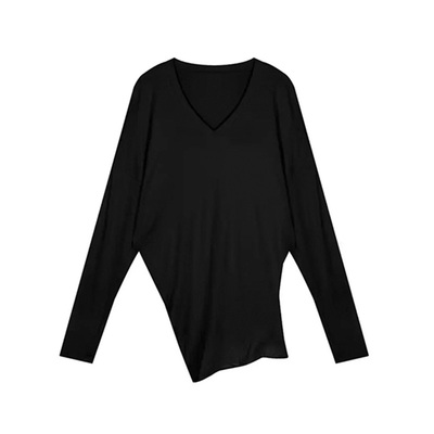 中长款V领长袖T恤女士春秋打底衫内搭上衣服爆款2025新款修身显瘦