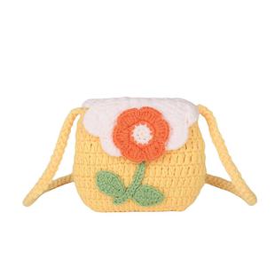 可爱儿童斜挎包2025新款编织包成品小清新花朵钩编包女童零钱小包