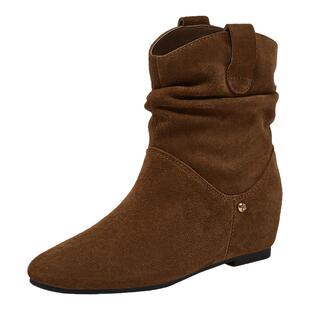 百思图2025冬季新款堆堆靴时装靴时尚潮流通勤女短靴C7022DZ5