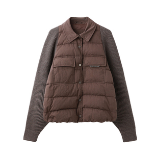 PENNYPENG 轻型都市 静奢老钱风轻感干练舒适翻领拼接保暖鹅绒服