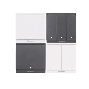 松下大面板开关奕世雅白香槟金云炭灰86型LED夜光指示灯开关